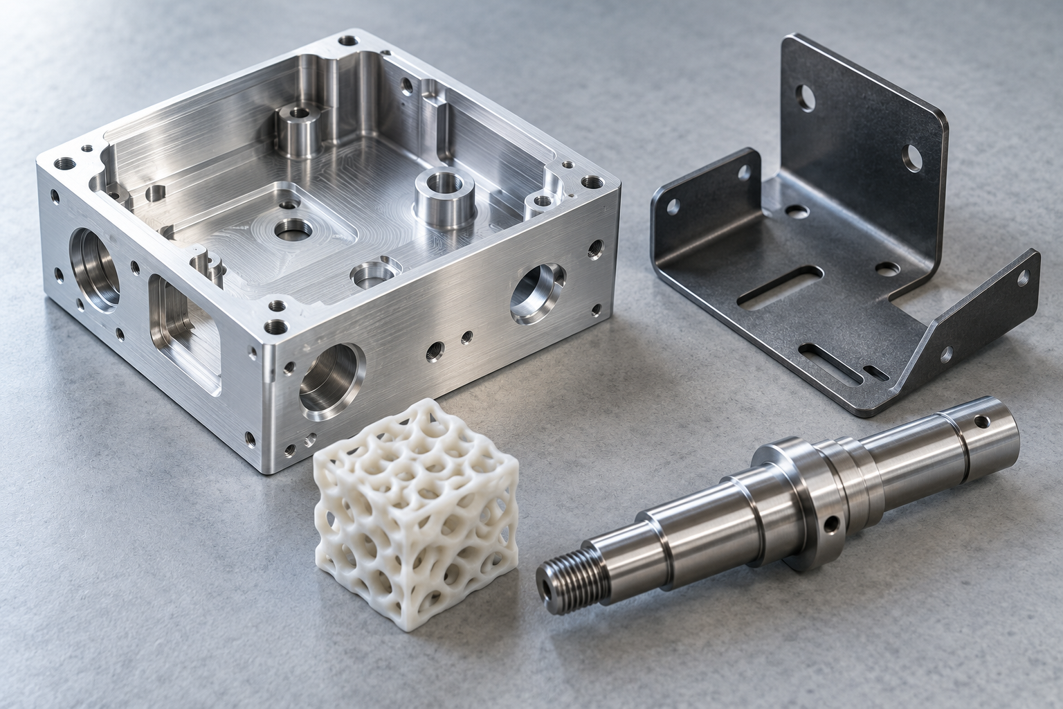 Representative manufacturing samples in metal and polymer